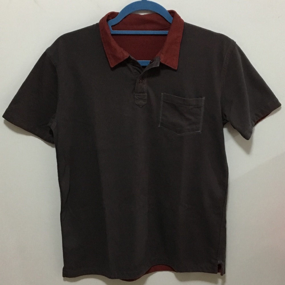 Oxygen Polo Shirt Reversible Brown Red Size Medium